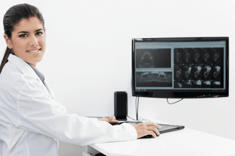 Computer on dental chair